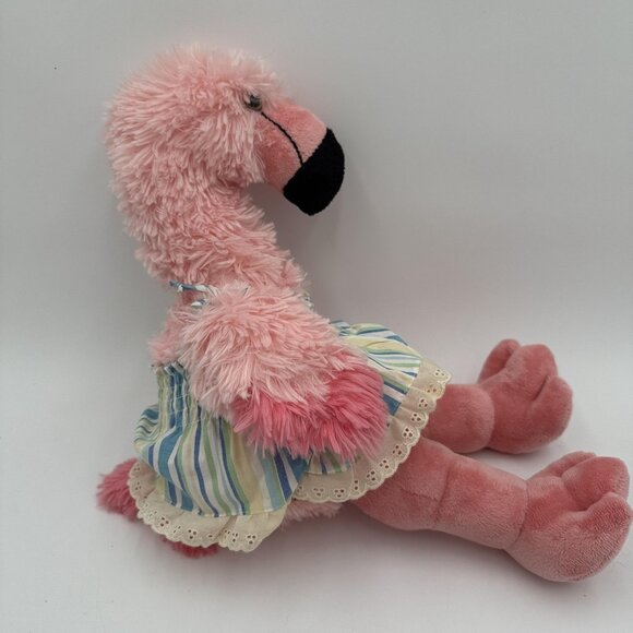 Build A Bear Workshop Pink Flamingo Plush Stuffed Animal 19" Striped Dress - Picture 5 of 10
